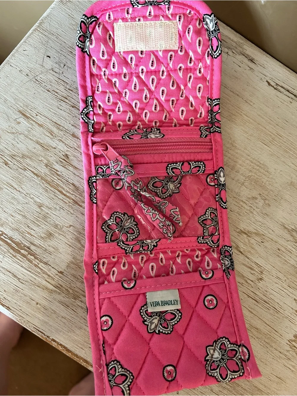 Vera Bradley Pink Quilted Floral Trifold Card Holder
